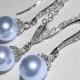 Light Blue Pearl Jewelry Set, Swarovski 8mm Blue Pearl Earrings&Necklace Set, Wedding Blue Drop Pearl Bridal Set, Bridesmaids Jewelry, Prom