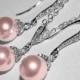Pink Pearl Jewelry Set, Swarovski 8mm Rosaline Pearl Earrings&Necklace Set, Blush Pink Small Pearl Bridal Set, Bridesmaids Jewelry Gift