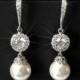 Pearl Bridal Earrings, Swarovski White Pearl Chandelier Earrings, Pearl Silver Bridal Earrings, Statement Earrings, Pearl Wedding Jewelry