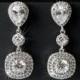 Crystal Bridal Earrings, Wedding Cubic Zirconia Halo Earrings, Chandelier Silver Earrings, CZ Statement Earrings, Wedding Crystal Jewelry