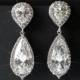 Cubic Zirconia Bridal Earrings, Teardrop Crystal Earrings, Chandelier Wedding Earrings, Halo Silver Sparkly Earrings, Crystal Bridal Jewelry