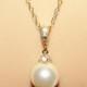 Pearl Drop Gold Bridal Necklace, Swarovski 10mm White or Ivory Single Pearl Necklace, Bridal Bridesmaid Pearl Jewelry, Wedding Pearl Pendant