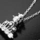 Crown Cubic Zirconia Necklace, Tiara Silver Necklace, Wedding Princess Charm Necklace, Bridal Crown Jewelry, Crown Pendant, Tiara Necklace