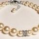 Bridal Pearl Bracelet, Wedding Ivory Pearl Jewelry, Swarovski Ivory Pearl Bracelet, Pearl Silver One Strand Bracelet, Bridal Jewelry