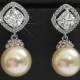 Bridal Pearl Earrings Ivory Drop Pearl CZ Wedding Earrings Swarovski 10mm Pearl Earrings Wedding Pearl Jewelry Bridal Jewelry Pearl Earring