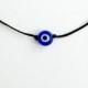 Evil eye necklace, Waxed string Choker necklace Dainty necklace Short necklace Adjustable 8mm Flat glass bead Greek mati Minimal jewelry