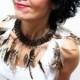 Real Feather Bib Necklace Feather Collar Avant Garde Feather Necklace Halloween Statement Necklace Slave Collar Feather Jewelry Gift For Her