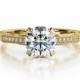 Side Diamonds Engagement Ring made of 14k Yellow Gold 1.30 Carat Diamond