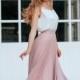 Light Blush Chiffon "Sunset" Full Sun Flying A-line Skirt and Katie Silk Top available in Plus Size