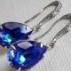 Blue Crystal Earrings, Swarovski Royal Blue DeLite Earrings, Blue Silver Teardrop Earrings, Bridal Bridesmaids Jewelry, Wedding Blue Jewelry