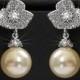 Pearl Bridal Earrings, Trillium Flower Silver Earrings, Swarovski 10mm Pearl Earrings, Ivory Pearl Floral Stud Earrings, Wedding Earrings