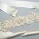 Ivory beaded lace sash belt, Ivory wedding belt, Ivory lace sash, Flower bridal sash, Ivory wedding, FE-003