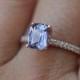 Lavender sapphire ring Engagement ring 14k rose gold diamond ring 1.64ct emerald cut lavender blue sapphire ring Blake ring by Eidelprecious