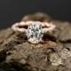 Certified 9x7mm/2.10 Carat Oval Forever One G-H Color Moissanite 14k Rose Gold Diamond Twisted Shank Engagement Ring(Other Stone Available)