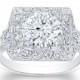 Ladies Platinum antique vintage engagement ring 0.33 ctw G-VS2 diamonds with 2ct (8mm) Round Brilliant White Sapphire Center