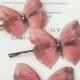 Pretty Rose Gold Silk Butterfly Hair Pin with Swarovski Crystals