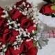 Red Rose Wedding Bridal bouquet & boutonniere set