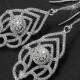 Bridal Chandelier Earrings, Wedding Cubic Zirconia Earrings, Statement Silver Earrings, Silver Victorian Dangle Earrings, Bridal Jewelry