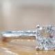 1 Carat Diamond Engagement Ring, Solitaire Cushion Cut Diamond Ring, 14K White Gold Ring, Vintage Cushion Engagement Ring