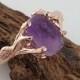Hand Cut Rough 1.4ct Amethyst 14k Rose Gold Twig Ring, Gemstone Solitaire, Engagement Ring by Dawn Vertrees