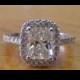 Radiant 2 1/2 Carat Diamond Engagement Ring, Halo Engagement Ring, Radian Cut Art Deco Ring , Micro Pave Radian Diamond Halo