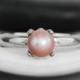 Pink Pearl Engagement Ring - Sterling Silver Pearl Wedding Ring - Simple Pearl Ring - Minimalist Pearl Bridal Ring - June Birthstone Ring