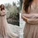 Laura Glitter Bridal Dress, Waves Wedding Glitter Dress V-neck with Bodysuit or Slip Long Silk Dress, Engagement Nude Dress, SBA 2020