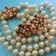 2-strand cascade pearl necklace and earrings set-MARVELLA 1950-fantastic golden flowers and beautiful pearls-very good quality--Art.448/3 -