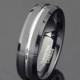 Black Tungsten Wedding band Grooved Tungsten Ring Mens Wedding Band Mens Gift 6mm beveled Ring Personalized Ring Free Laser Engraving