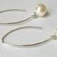 Pearl Sterling Silver Dangle Earrings, Swarovski 8mm Ivory Pearl Earrings, Simple Pearl Earrings, Wedding Pearl Jewelry, Bridal Earrings