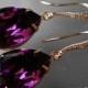 Amethyst Rose Gold Crystal Earrings, Swarovski Amethyst Rhinestone Earrings, Purple Teardrop Earrings, Wedding Purple Jewelry, Prom Earrings