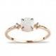 Dainty Opal Diamond 14 K gold Ring - White Opal , Delicate Diamond Ring - Round Diamond Ring- Minimalist Diamond Ring in 14k Gold, R157