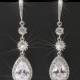 Crystal Bridal Earrings, Wedding Cubic Zirconia Silver Earrings, Chandelier Earrings, Statement Earrings, Bridal Jewelry, Dangle CZ Earrings