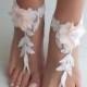 Beach wedding barefoot sandals blush flowers wedding shoes beach shoes bridal accessories bangle beach anklets bride bridesmaids gift