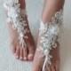 Beach wedding, Barefoot Sandals, Ivory Silver Barefoot sandals, Bridal sandals, Wedding shoes, Bridal shoes, Bridesmaid gift Beach Shoes