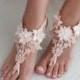 Lace barefoot sandals, Blush barefoot sandals, Wedding anklet, Beach wedding barefoot sandals, Bridal sandals, Bridesmaid gift, Beach Shoes