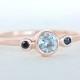Rose Gold Aquamarine and Blue Sapphire Ring 14k Gold Natural Aquamarine Sapphire Gold Ring Aquamarine Engagement Ring Alternative Ring