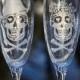 Sugar Skull Glasses,skull flutes,Skull Bride and Groom Champagne Flute,Sugar Skull Couple Glasses,Bridal Glasses,Sugar Skull Wedding Glass