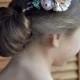 Blue beige floral comb, Wedding fascinator, Flower wedding hair piece, Hair clip flower, Hair comb bride