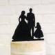 Wedding Cake Topper Family, Family Wedding Cake Topper, Family Cake Topper Silhouette, Bride and Groom and Girl