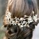 Bridal Headpiece, OPHELIA Bridal Pearl Headpiece ,Freshwater Pearl Hairvine, Swarovski Comb, Gold Bridal Pearl Headpiece, Bridal Hairclip