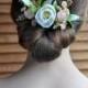 White peach flower comb Bridal floral headpiece Wedding white rose hair comb Bride hair clip flowers