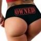 Owned Panties Sexy Slutty BDSM Collared Submissive Boy Short Funny Bachelorette Gift Booty Panty Womens Underwear (stencil stamp)