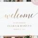 Gold Welcome wedding sign, Editable gold welcome wedding sign, printable welcome sign, instant download, welcome sign, elegant wedding