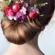 Pink purple floral comb wedding flower comb Bridal hair piece Spring wedding Hair bride comb Boho wedding outdoor hair style