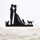 Wedding Cake Topper With three Cats_Bride And Groom Couple Silhouette_Custom Cake Topper_bridal show topper personalized