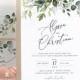 REESE - Boho Greenery Wedding Invitation Template, Watercolor Eucalyptus Wedding Invite, Bohemian Wedding Template Suite, Instant Download