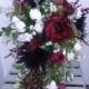 Bridal Bouquets, Wedding Bouquet, Wedding Flowers, Artificial Wedding Bouquet, Cascade Bouquet, Silk Flower Bouquet, Navy, Burgundy, White