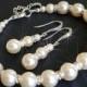 Pearl Bridal Jewelry Set, Swarovski Ivory Pearl Earrings&Bracelet Set, Wedding Pearl Jewelry Set, Bridal Jewelry, Pearl Silver Jewelry Set