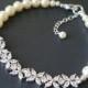 Pearl Cubic Zirconia Wedding Bracelet, Swarovski Ivory Pearl Crystal Bracelet, Dainty Pearl Bracelet, Bridal Pearl Jewelry, Wedding Jewelry